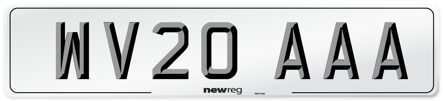 WV20 AAA Number Plate from New Reg